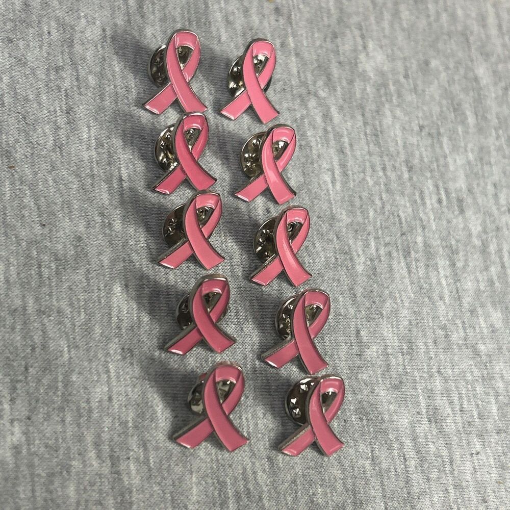 10 COUNT Pink Ribbon 3/5” Lapel Pins - Breast Cancer Awareness - Metal W/ Enamel - Picture 13 of 16